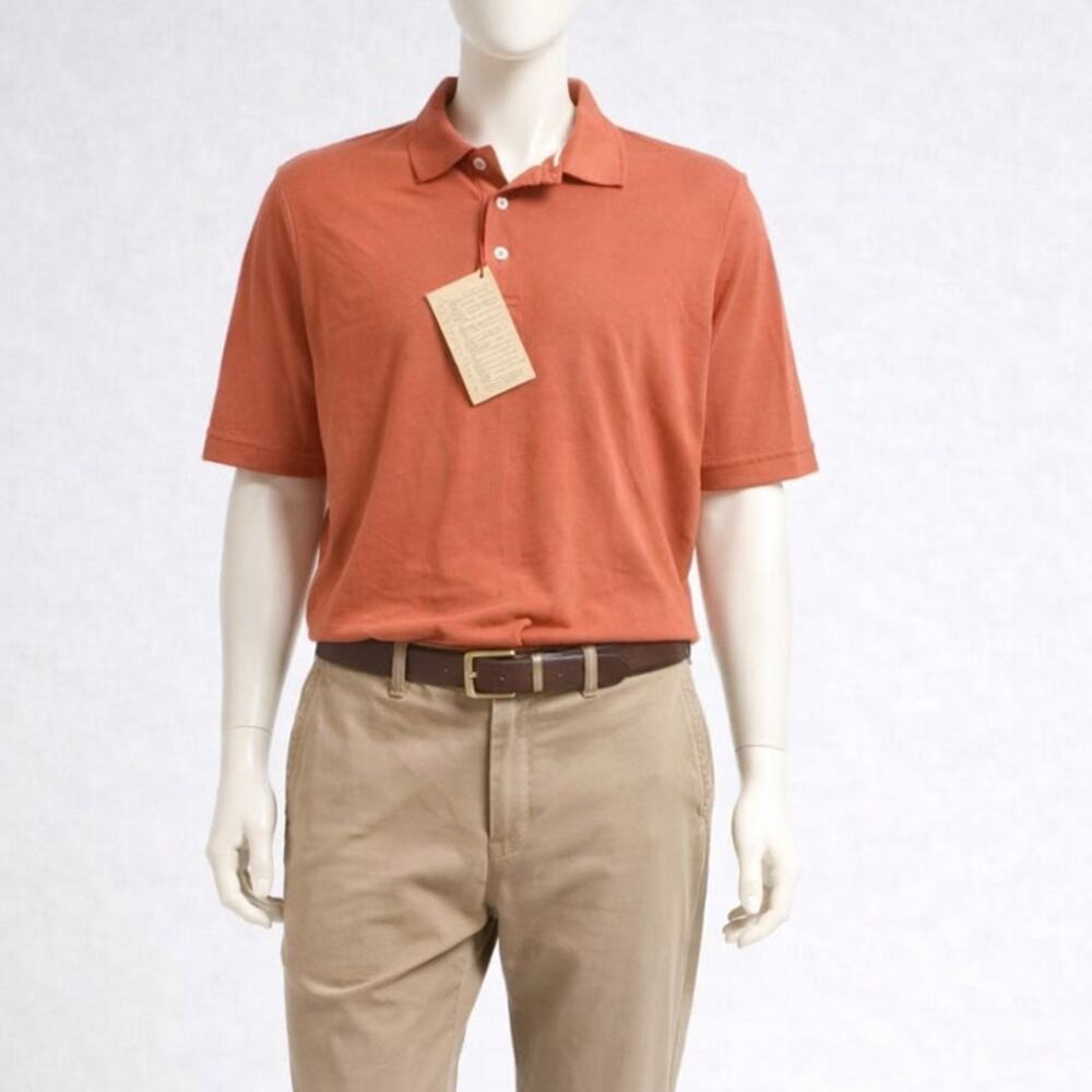 Willis & Geiger Outfitters Polo Shirt L Rust Red 100% Cotton NWT americana